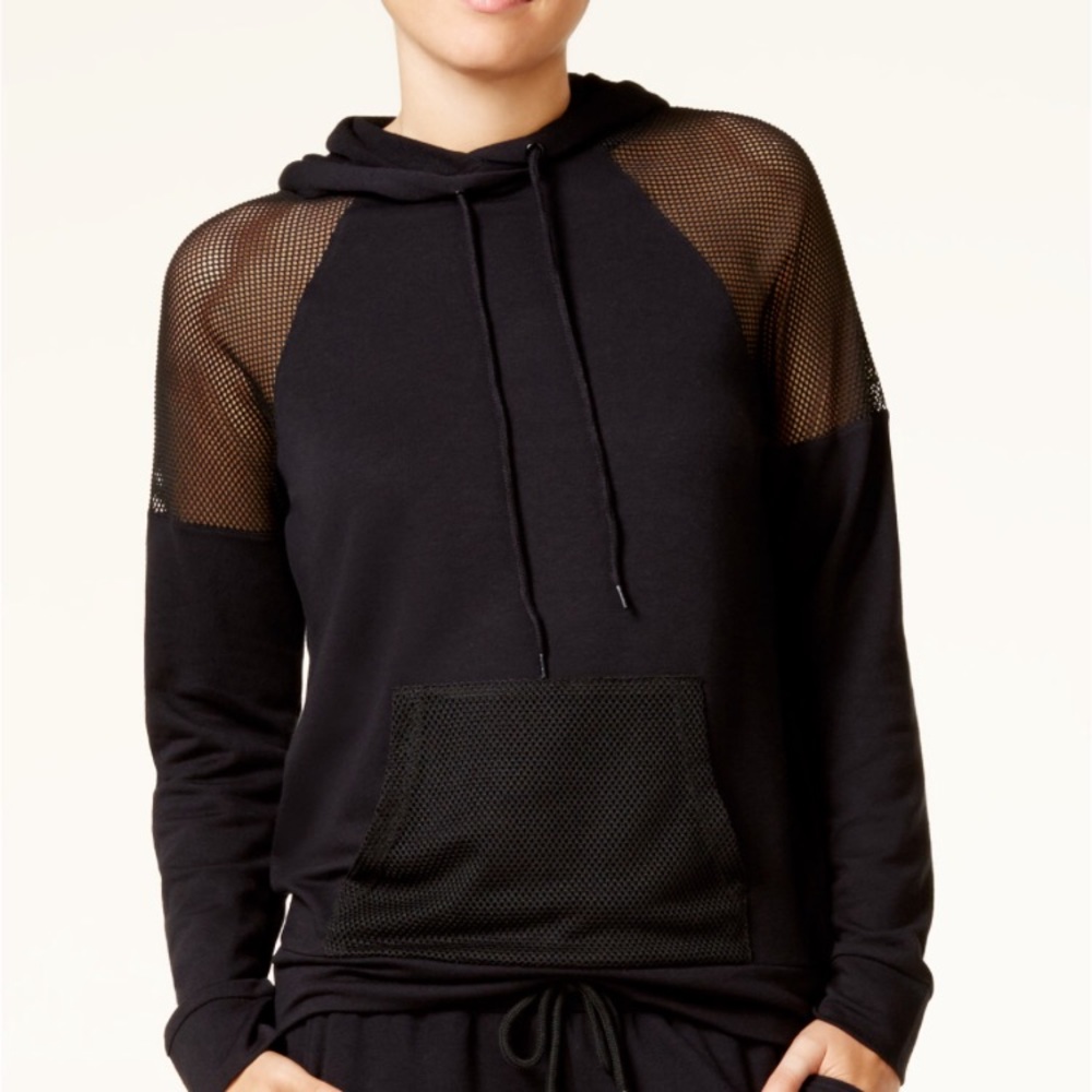 Black Light Hoodie with Mesh Details